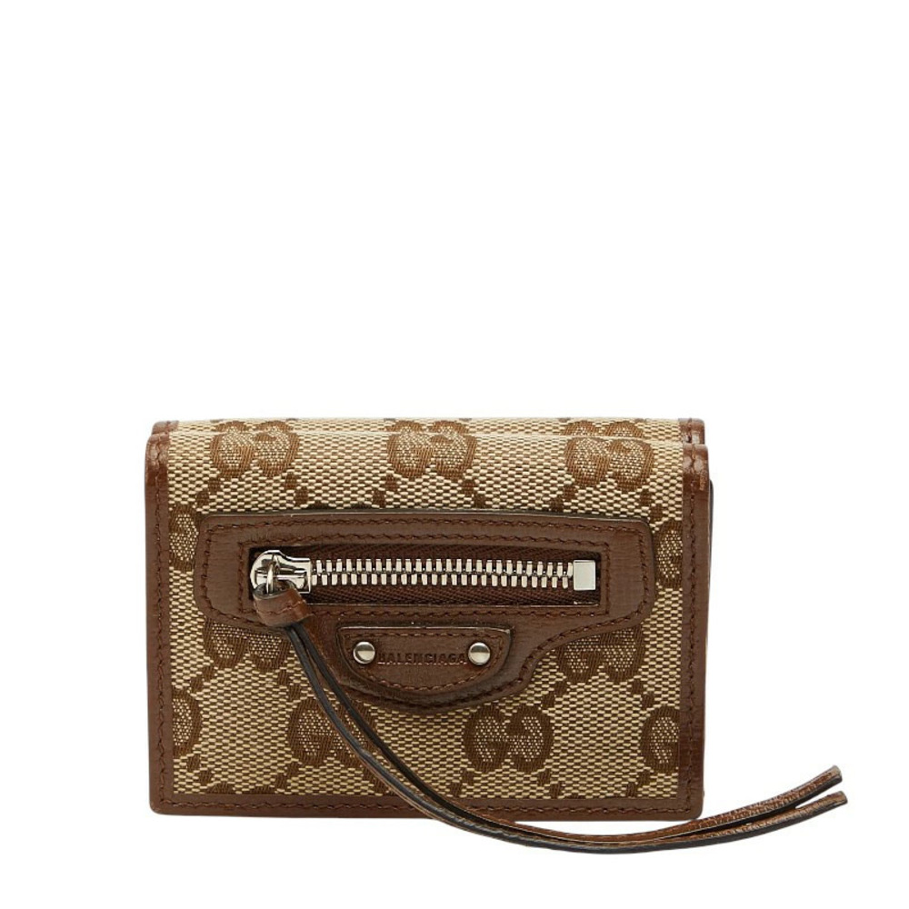 Gucci Balenciaga The Hacker Project GG Canvas Neo Wallet Tri fold Beige Brown